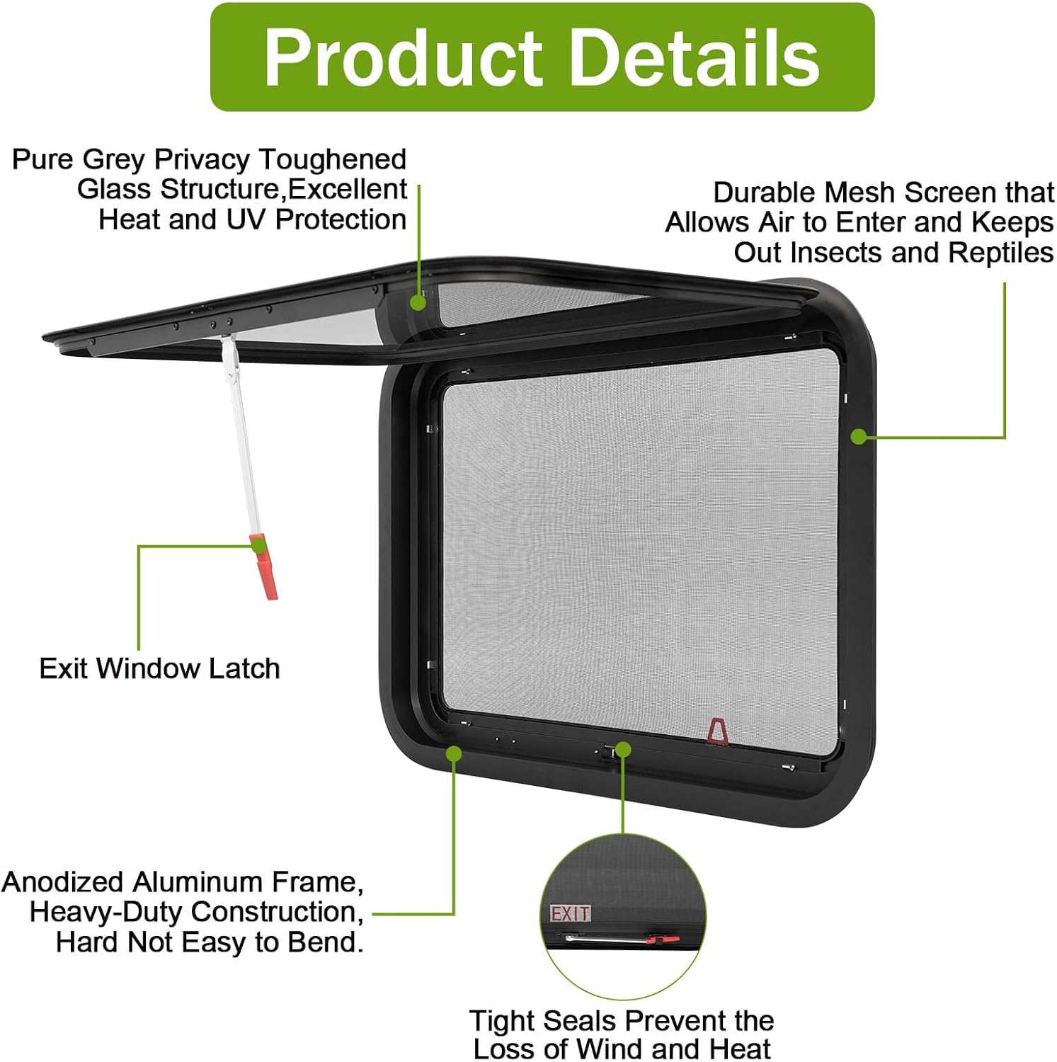 AUCT 16315 - $108 RV Window | 30" W x 22" H | RV Exit Window | Tempered Glass &Trim Set | DOT Certifica - Image 2