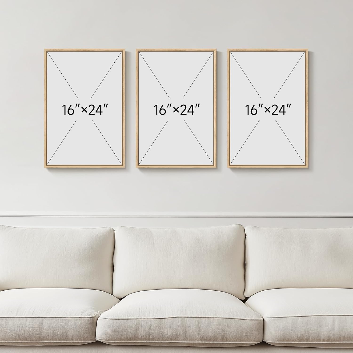 AUCT 16110 - $80 Framed Neutral Abstract Wall Art Set of 3, Modern Black and White Beige Canvas Prints - Image 3
