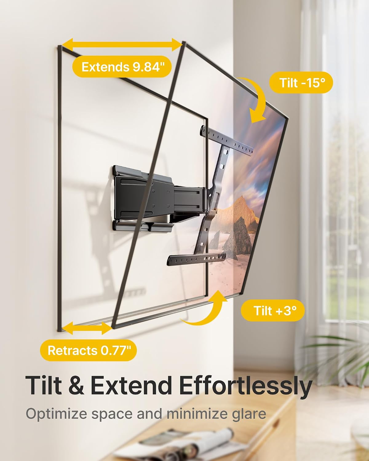 AUCT 15364 - $80 monTEK 0.77" Ultra Slim TV Wall Mount for 43-90 Inch TVs, Swivel & Tilt & Leveling & E - Image 3