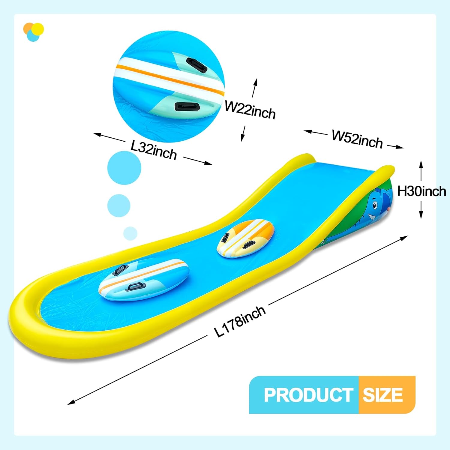 AUCT 15431 - $120 Inflatable Water Slide with Sprinkler for Kids,15FT waterslide with 2 Inflatable Surf - Image 3