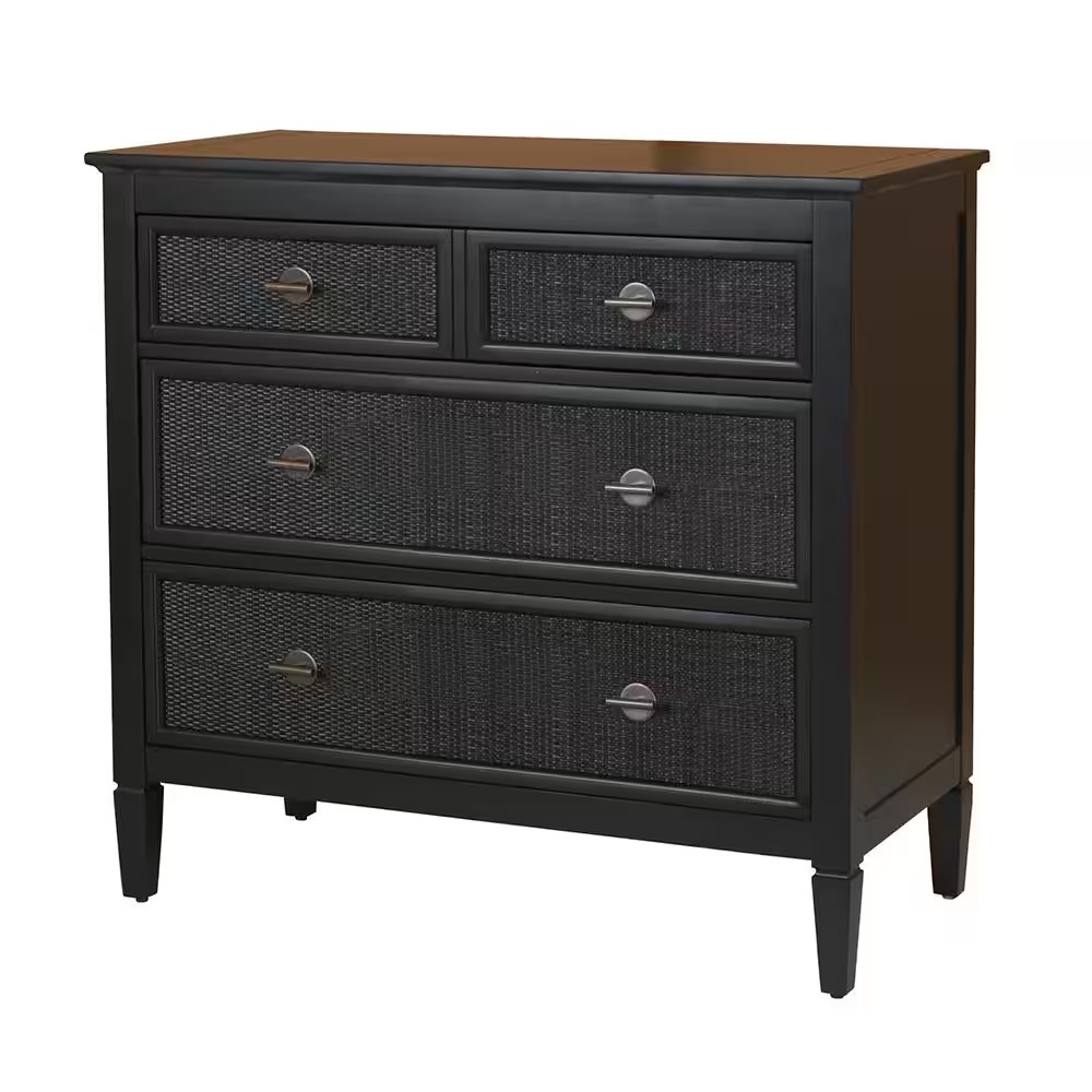 AUCT 14817 - $472 Marsden Black 3-Drawers 38 in. Cane Chest of Drawers - Image 2