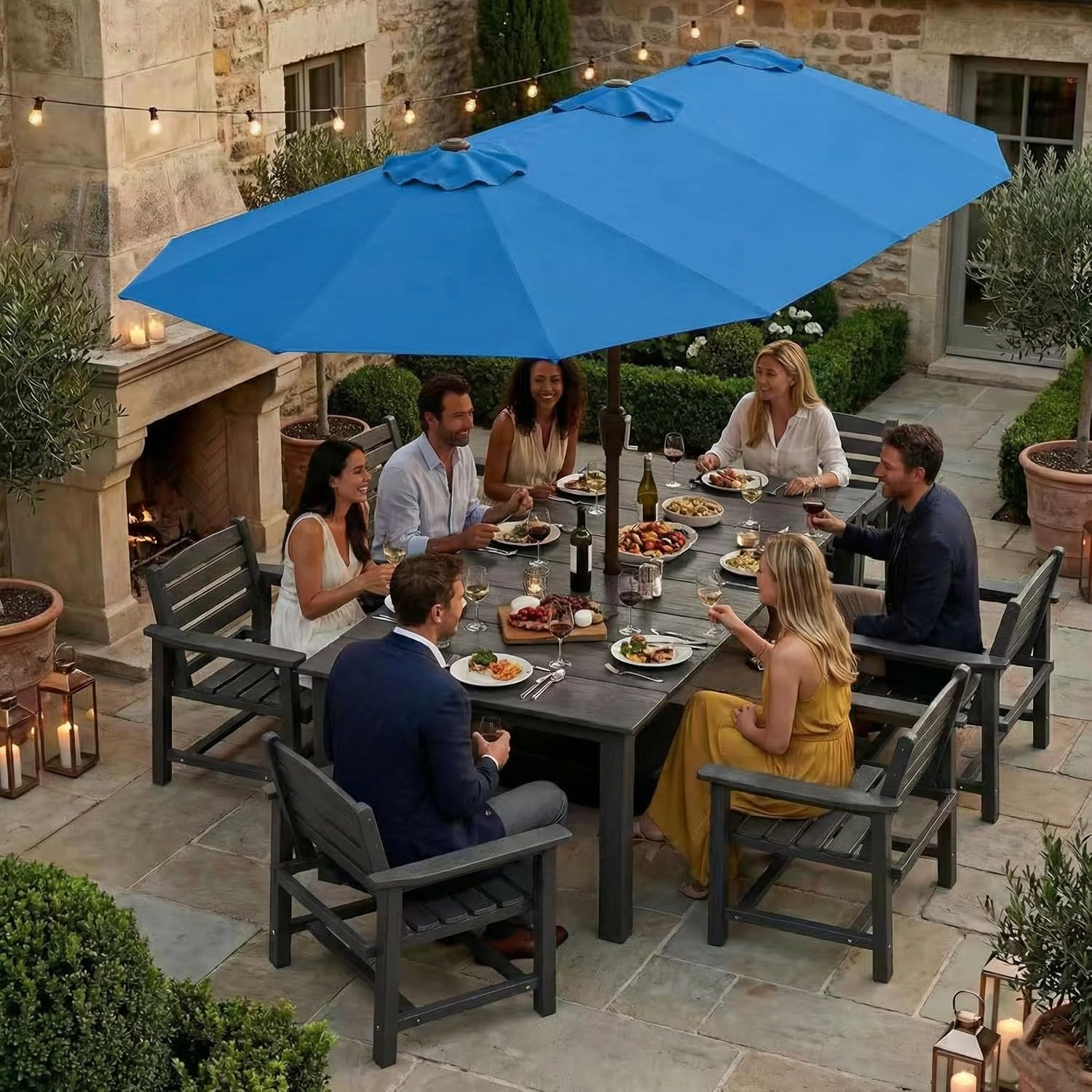 AUCT 14464 - $150 Kingdura 13ft Large Patio Umbrella with Base Included, - Image 3