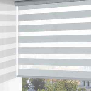 AUCT 16100 - $60 ChrisDowa Cordless Zebra Blinds for Windows, Dual Layer Free-Stop Light Filtering Wind