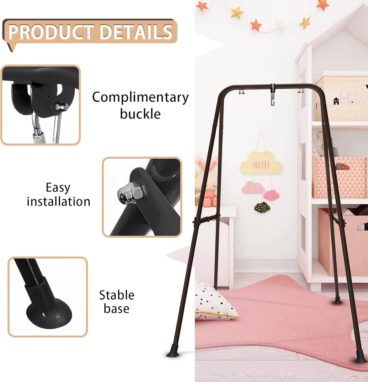 AUCT 14797 - Swing Stand for Kids,Baby Swing Frame, Toddler A-Frame Metal - Image 4