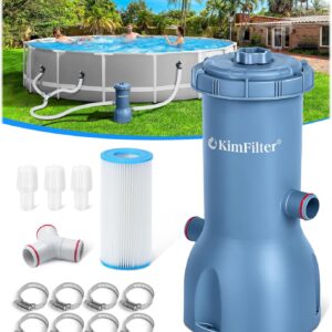 AUCT 15655 - $96 KimFilter Pro Series 1000 GPH Above Ground Pool Filter Pump, Powerful Pool Cartridge F