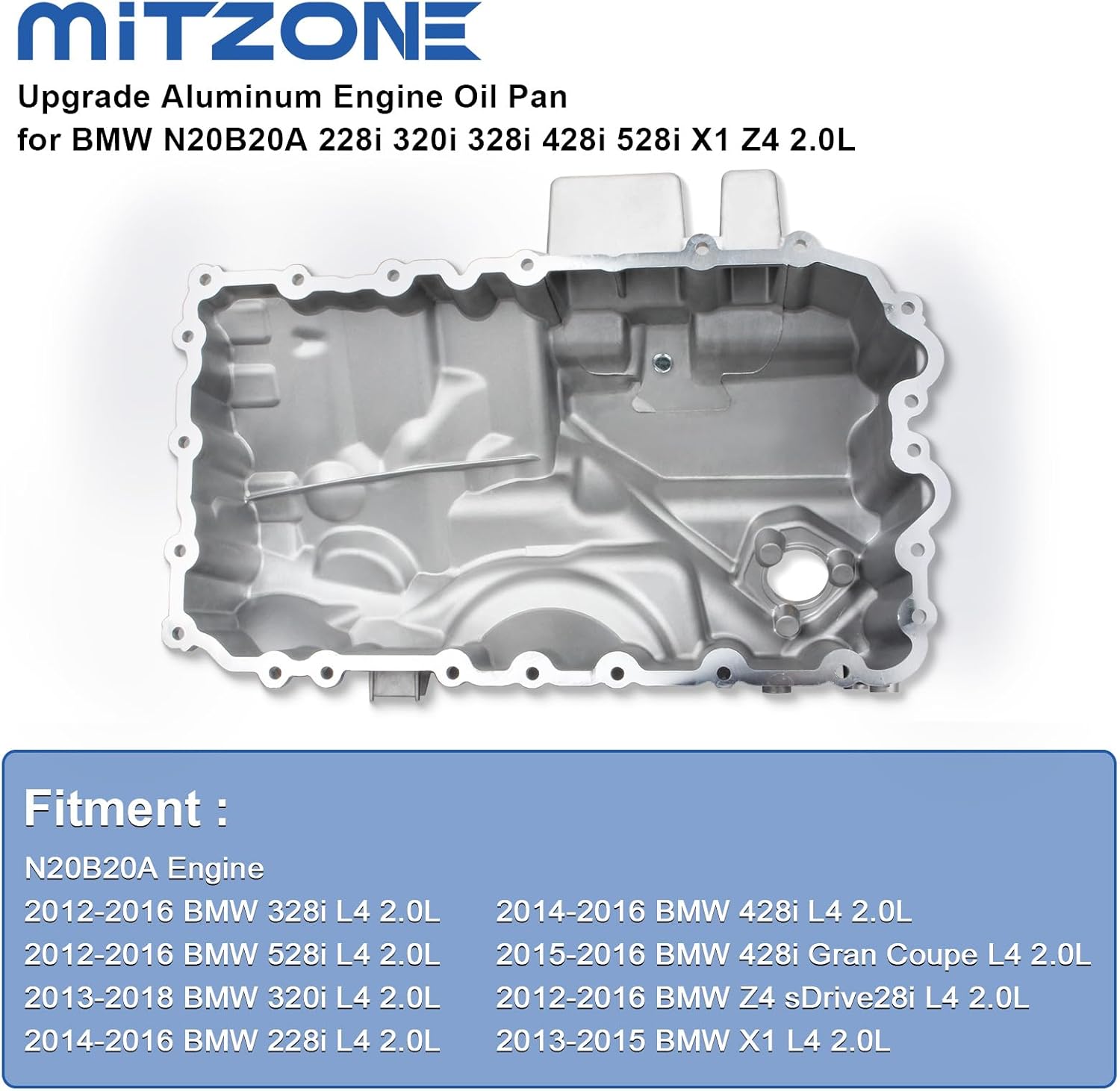 AUCT 17347 - $66 MITZONE Upgrade Aluminum Engine Oil Pan Compatible with 2013-2018 BMW 528i 328i 320i X - Image 2