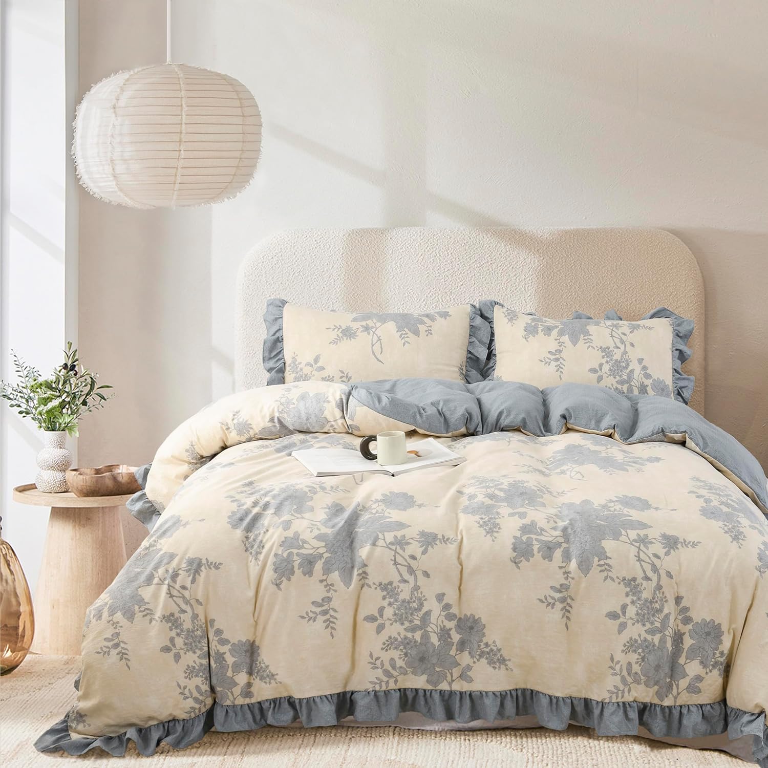 AUCT 16755 - $65 Oli Anderson 3 Piece Floral Comforter Set, Vintage Botanical Print Bedding Set, Farmho - Image 2