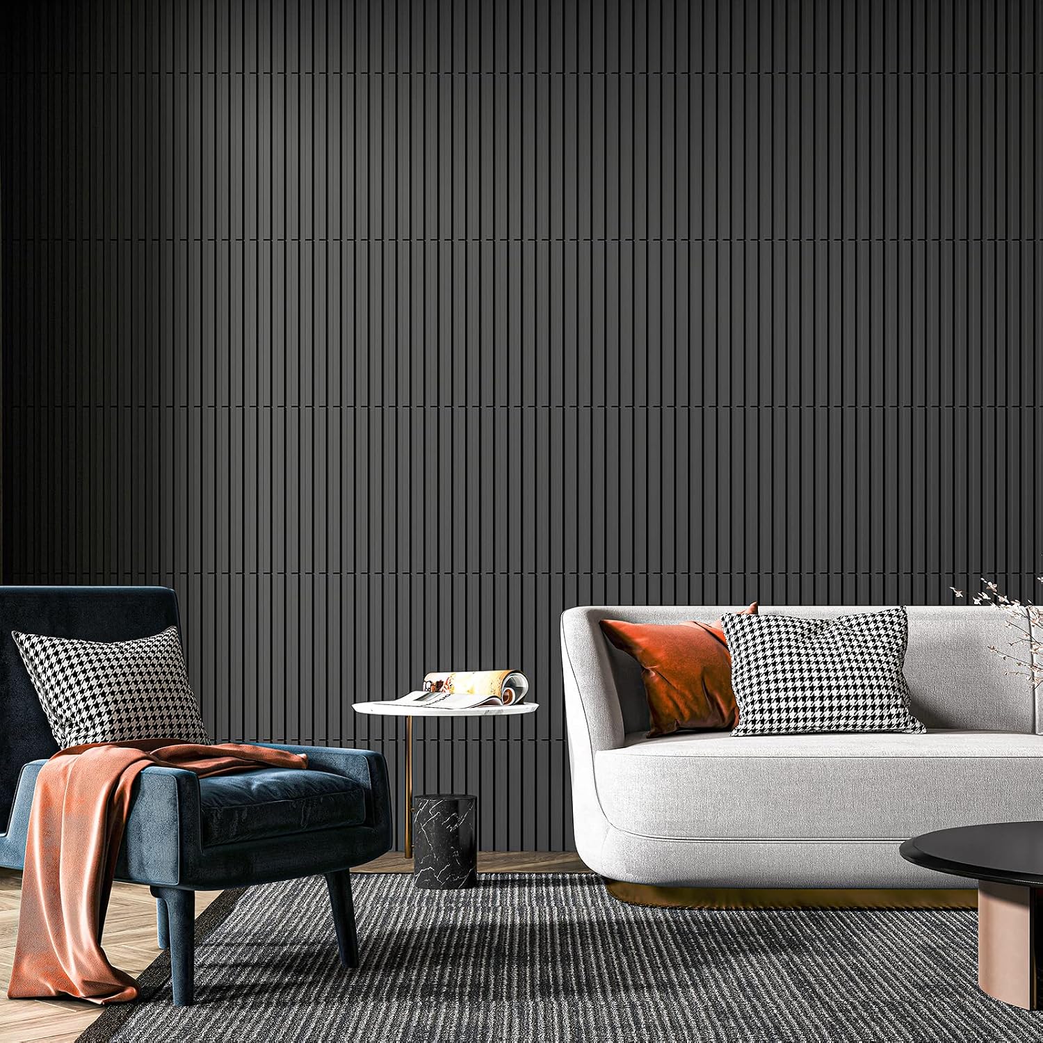 AUCT 16993 - Art3d Slat Wall Panel, 3D Fluted Textured Panel 12-Tile 19.7 x 19.7in. - Cover 32 Sq.Ft., - Image 4