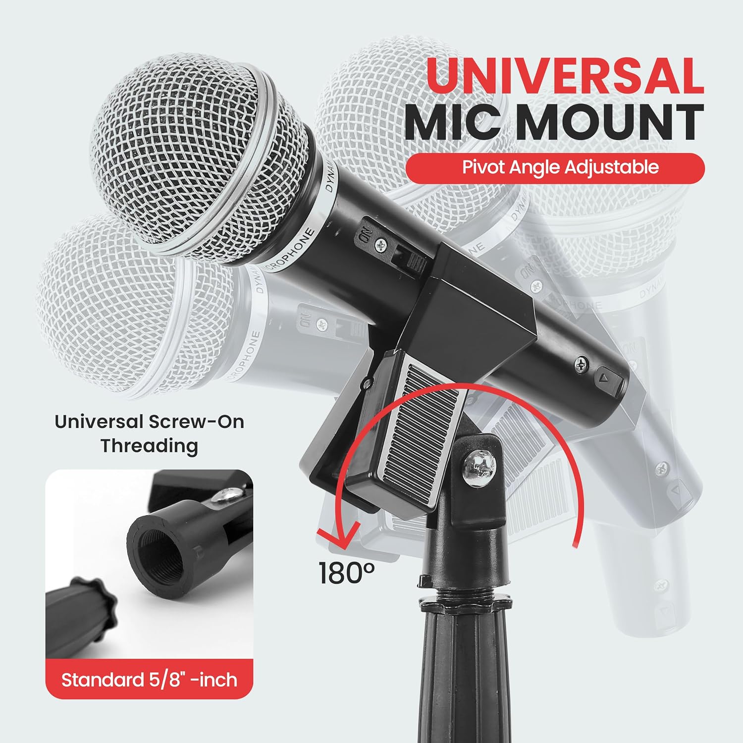 AUCT 17034 - Pyle Universal Microphone Stand - Handheld Mic Compatible, Heavy Compact Base, Lightweight - Image 3