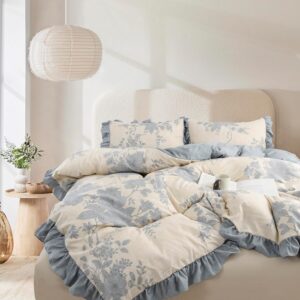 AUCT 16755 - $65 Oli Anderson 3 Piece Floral Comforter Set, Vintage Botanical Print Bedding Set, Farmho