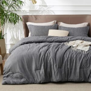 AUCT 14537 - $58 Bedsure King Size Comforter Set - Charcoal Grey Soft Bed
