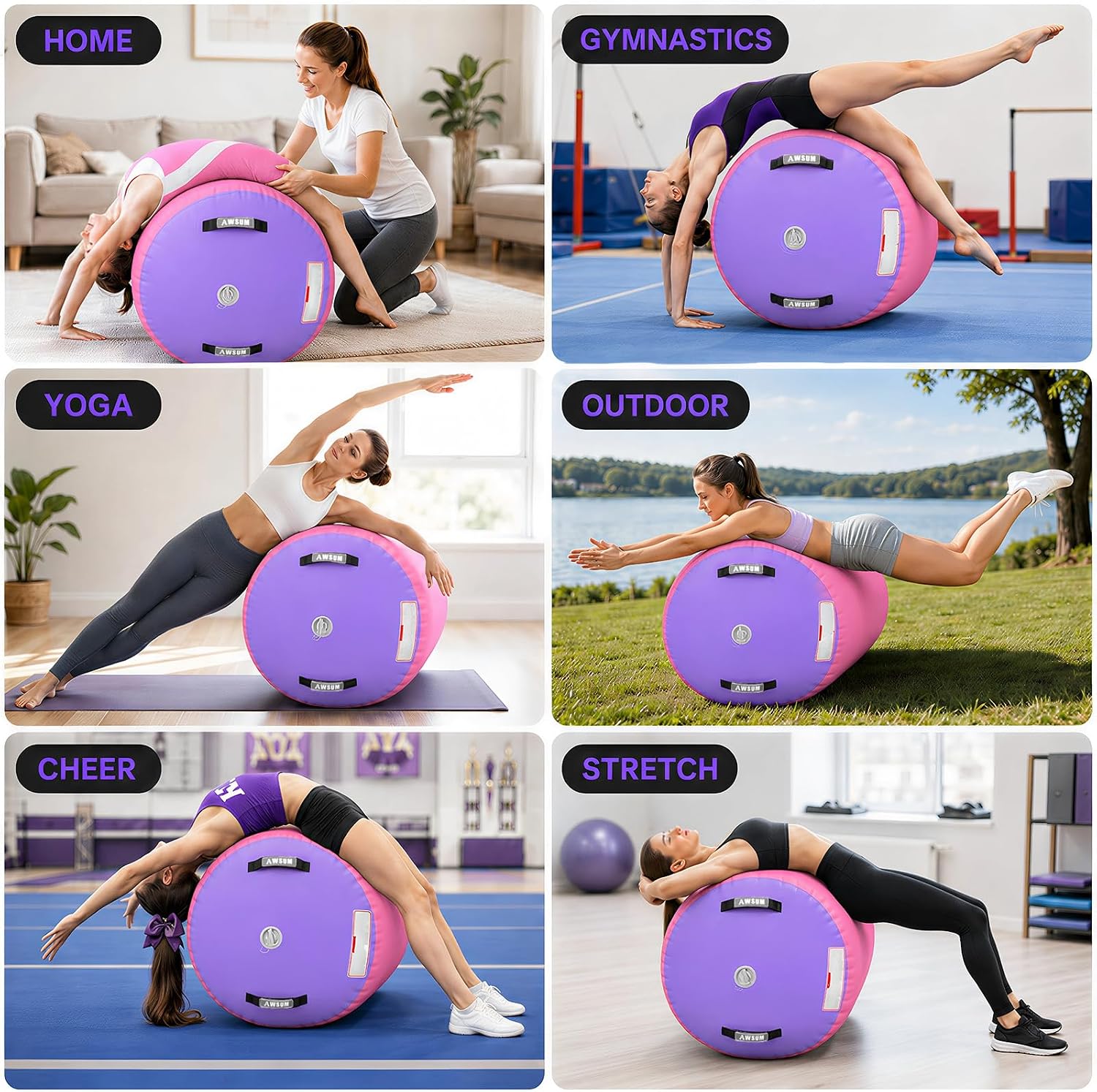 AUCT 17313 - $70 AWSUM Gymnastics Roller Barrel Tumbling Equipment Back Handspring Trainer | Thickened - Image 2