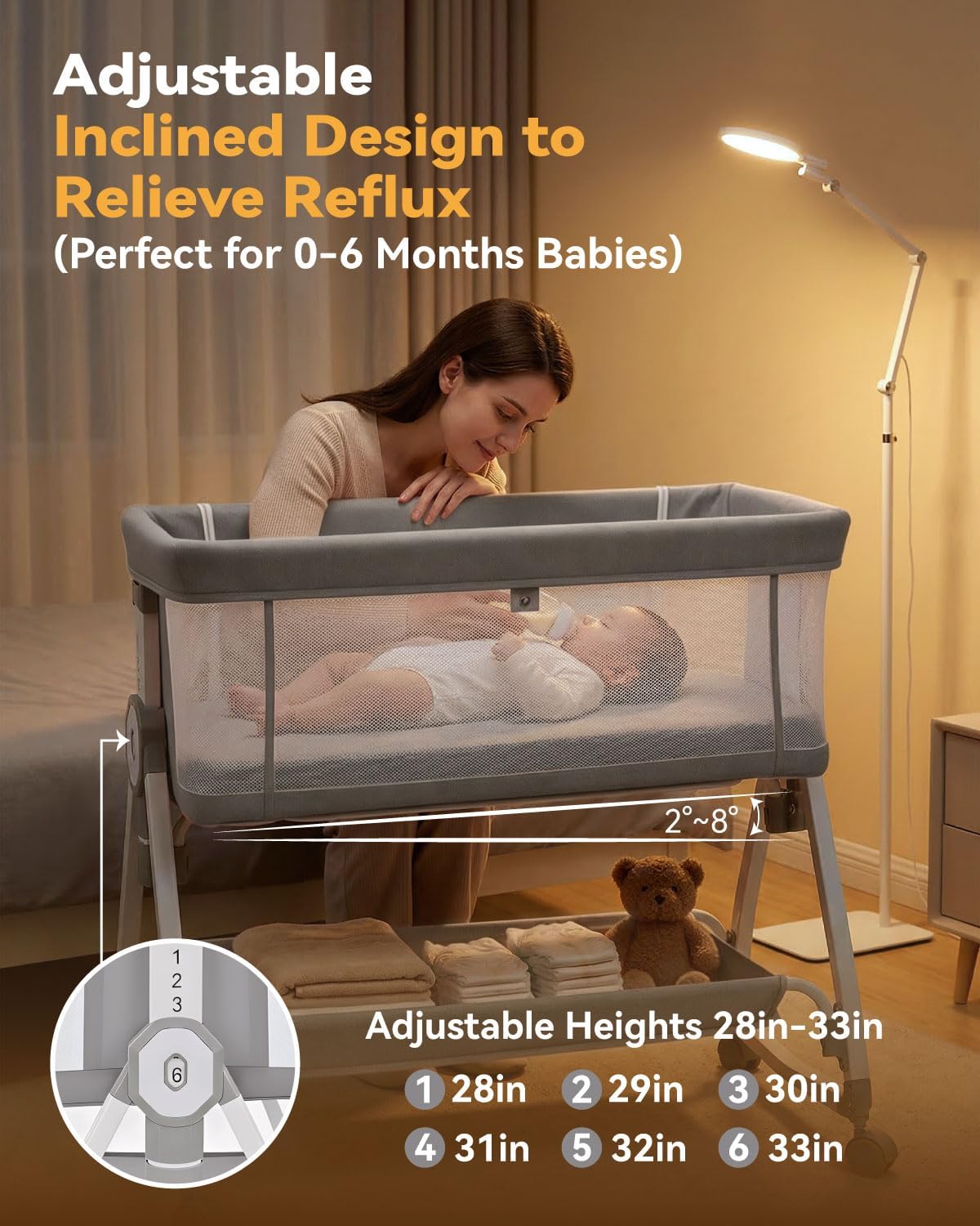 AUCT 14779 - $98 4-in-1 Baby Bassinets Bedside Sleeper, Bedside Bassinet - Image 3