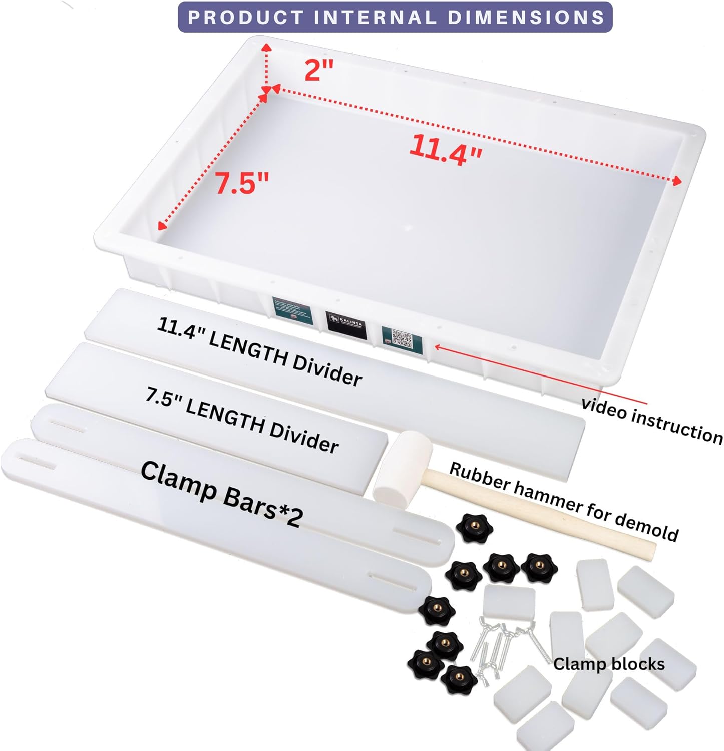 AUCT 17309 - $100 Kalinta Epoxy Mold with Divider Adjustable-11.4x7.5x2in No-Seal Large Resin Mold Inte - Image 2