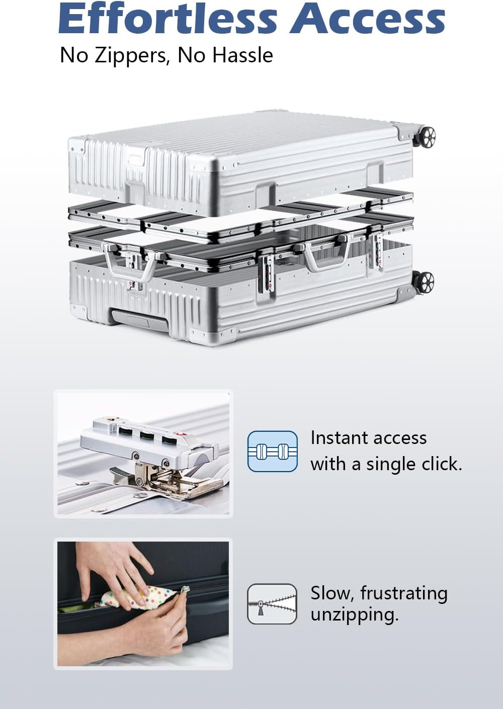 AUCT 17319 - $130 HotWay Checked In Luggage with Spinner Wheels, PC Hard Shell Zipperless Suitcase with - Image 2