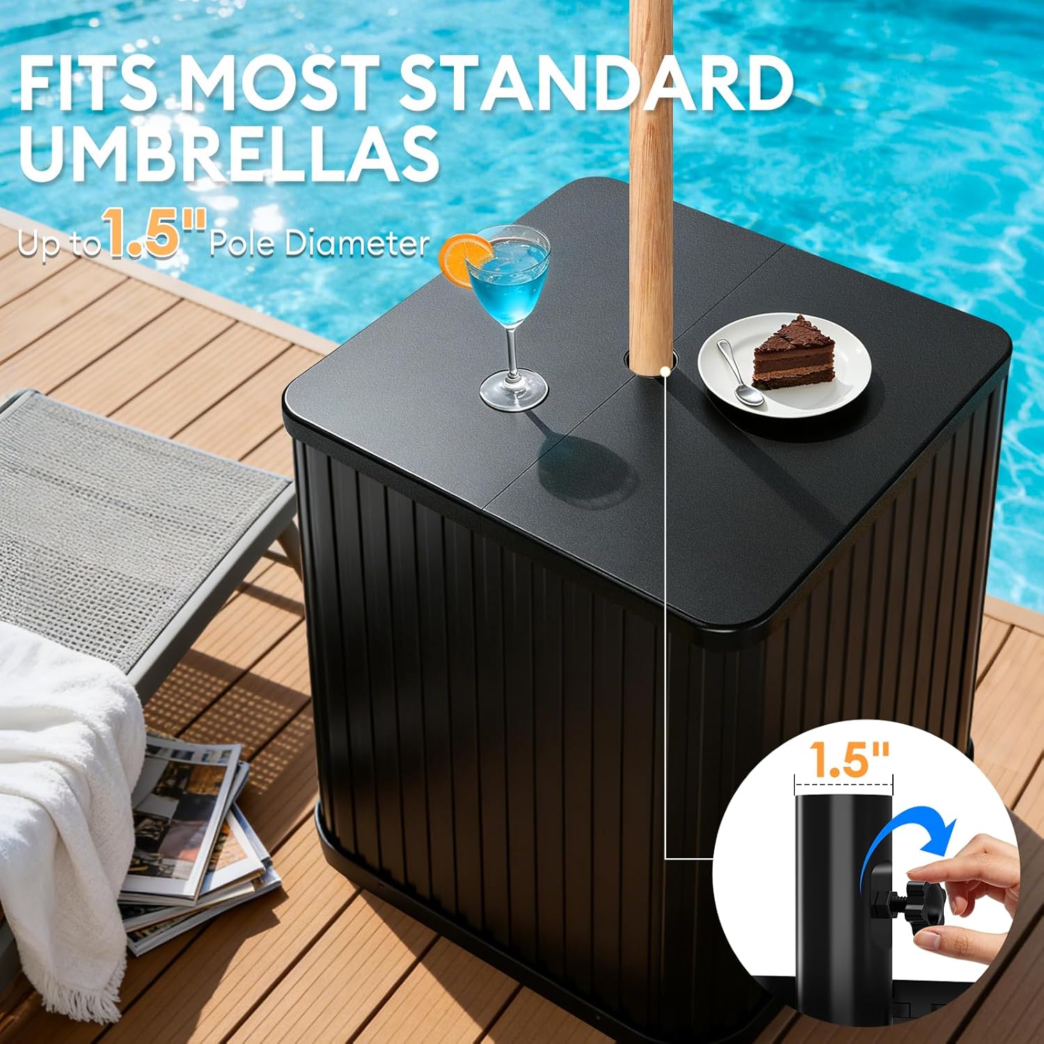 AUCT 14793 - $100 Umbrella Side Table - Hyperzoo Outdoor Patio Table with - Image 4