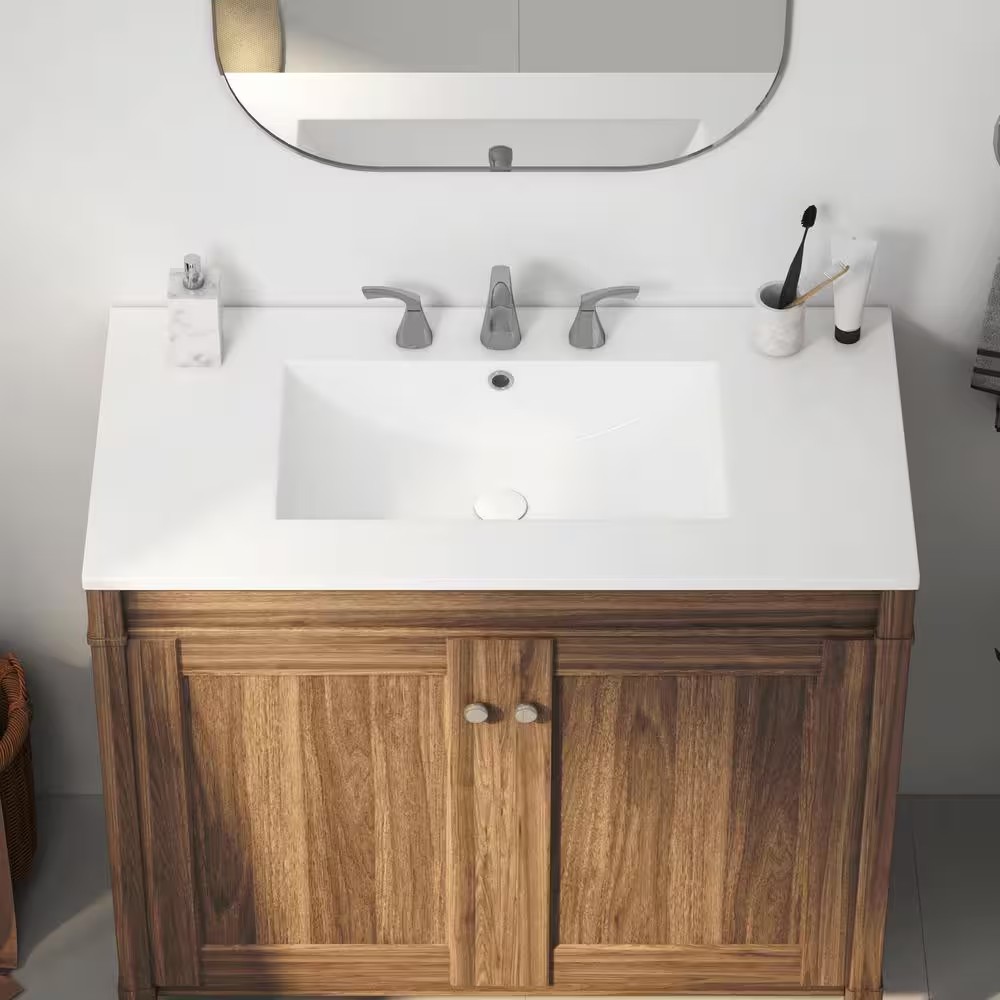 AUCT 14449 - $185 Tucson 36 in. W x 18 in. D Vitreous China Single Sink V - Image 4