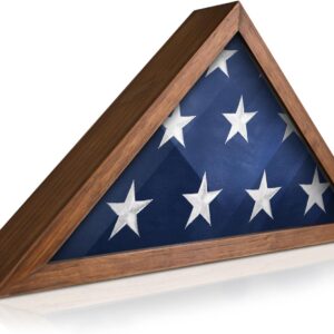 AUCT 15669 - $57 HBCY Creations Flag Display Case for 5' x 9.5' American Veteran Burial Solid Wood Rust