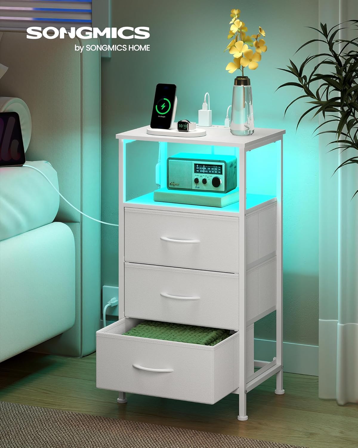 AUCT 14776 - SONGMICS BELLAH Collection - Nightstand with Charging Statio - Image 3