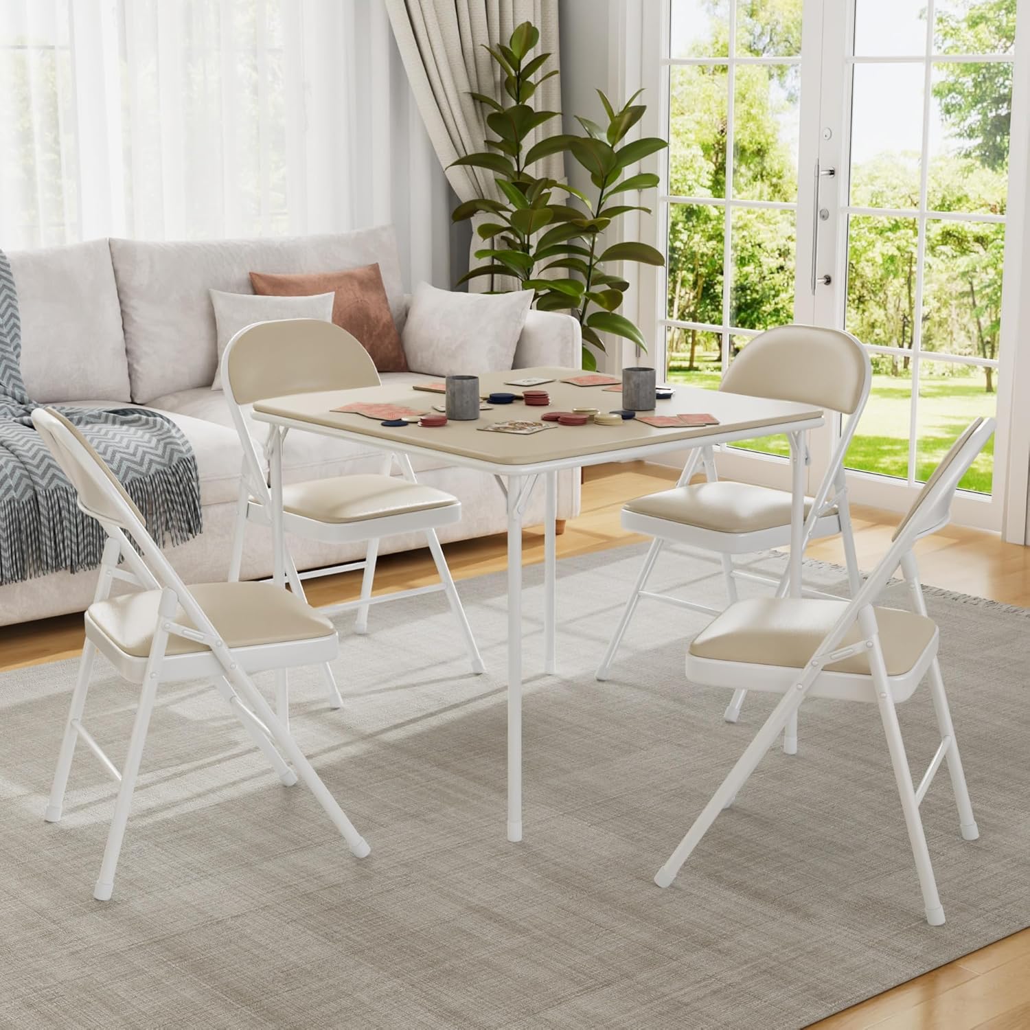 AUCT 14581 - $174 VECELO 5-Piece Folding Card Table Square and Chair Set - Image 2