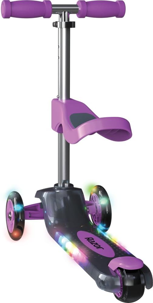 AUCT 16655 - Razor Rollie DLX, 3-Wheel Light-Up Scooter for Younger Children, Seated and Stand-Up Ridin - Image 2