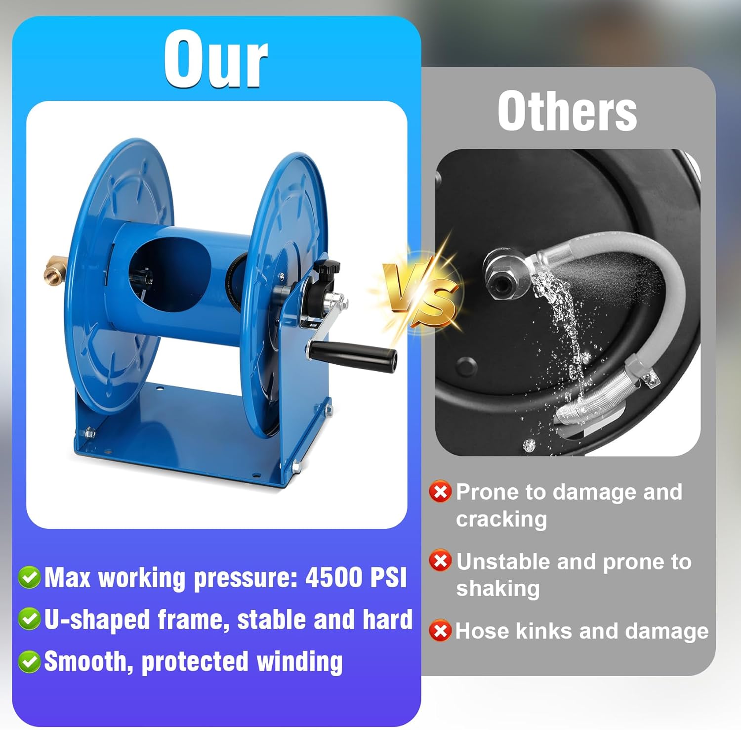AUCT 16335 - $189 Pressure Washer Hose Reel 100FT x 3/8"/ 200FT x 1/4", 4000 PSI Hose Reel | Heavy Duty - Image 3