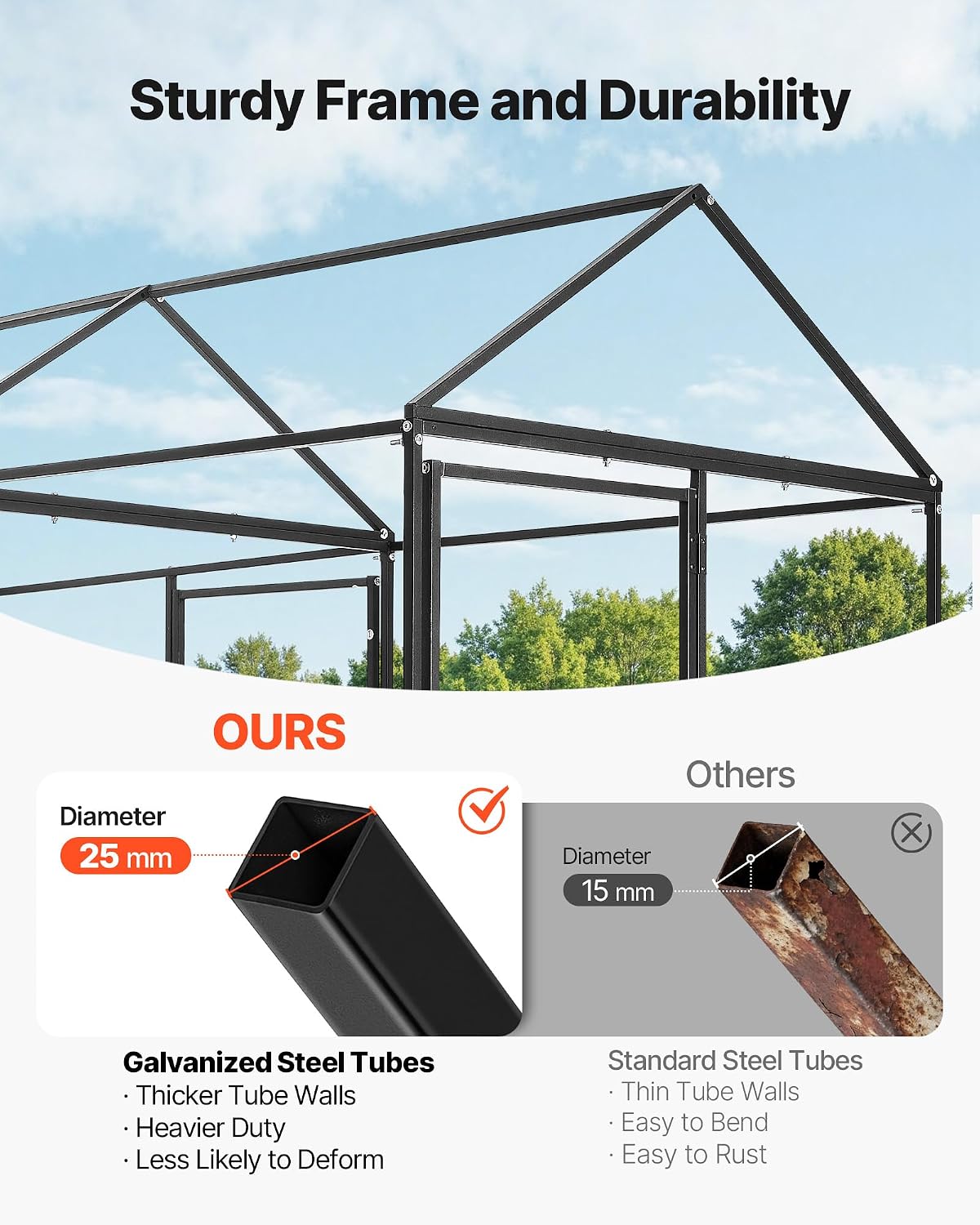 AUCT 16949 - $62 VEVOR Metal Chicken Coop for 4-6 Chickens, 3.3 x 6.6 x 3.3 ft, Small Chicken Cage with - Image 4