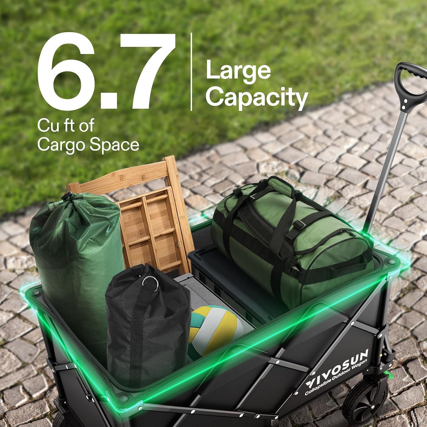 AUCT 14563 - $55 VIVOSUN Collapsible Folding Wagon, 350 lb Load-Bearing O - Image 2