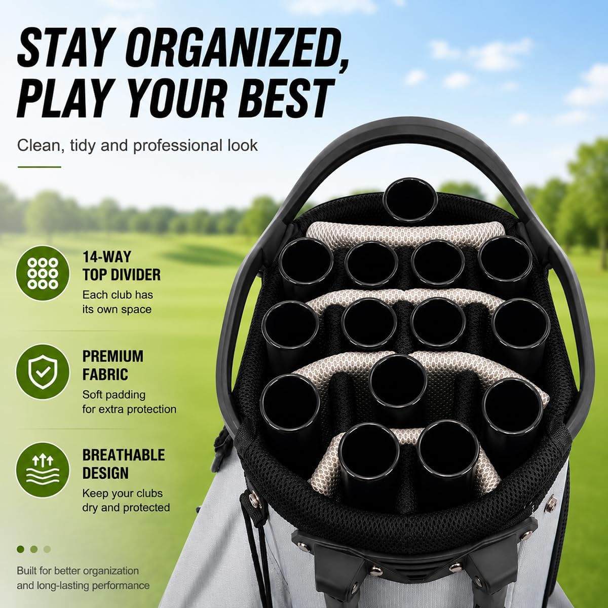 AUCT 16397 - HOW TRUE Golf Bag Tubes 14 Pack with 2 Different Inner Diameters 1.5' 1.25' Golf Bag Club - Image 3