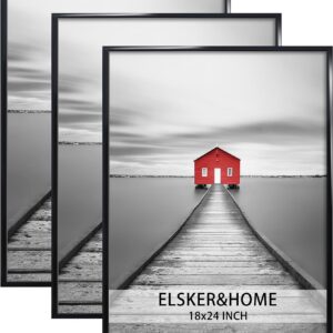 AUCT 16363 - ELSKER&HOME 18x24 Poster Frame 3 Pack, Black | 18 x 24 Picture Frame for Horizontal or Ver
