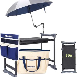 AUCT 17344 - $80 Garden Kneeler and Seat with Umbrella,Heavy Duty Gardening Bench and Stool | 2-in-1 Fo