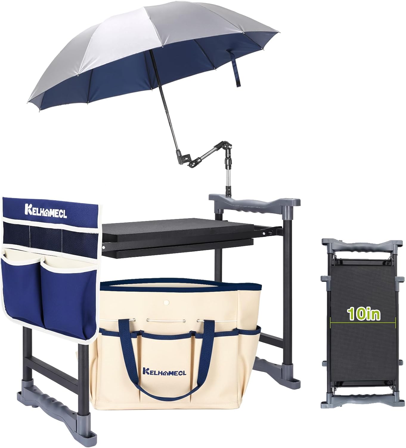 AUCT 17344 - $80 Garden Kneeler and Seat with Umbrella,Heavy Duty Gardening Bench and Stool | 2-in-1 Fo