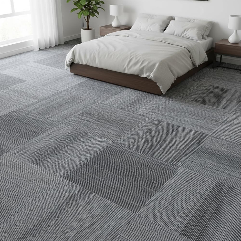AUCT 17141 - $151 LITA Commercial Carpet Tiles Gradual Gray, 24" x 24" Squares, 18 Tiles, 72 sq ft, Non