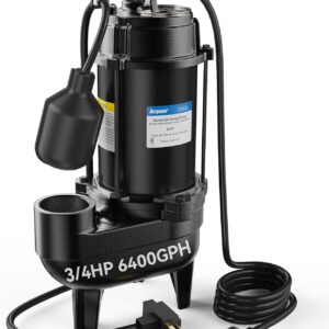 AUCT 16823 - $170 Acquaer 3/4HP Submersible Sewage Effluent Pump, Cast Iron, 115V 6400 GPH Automatic Te