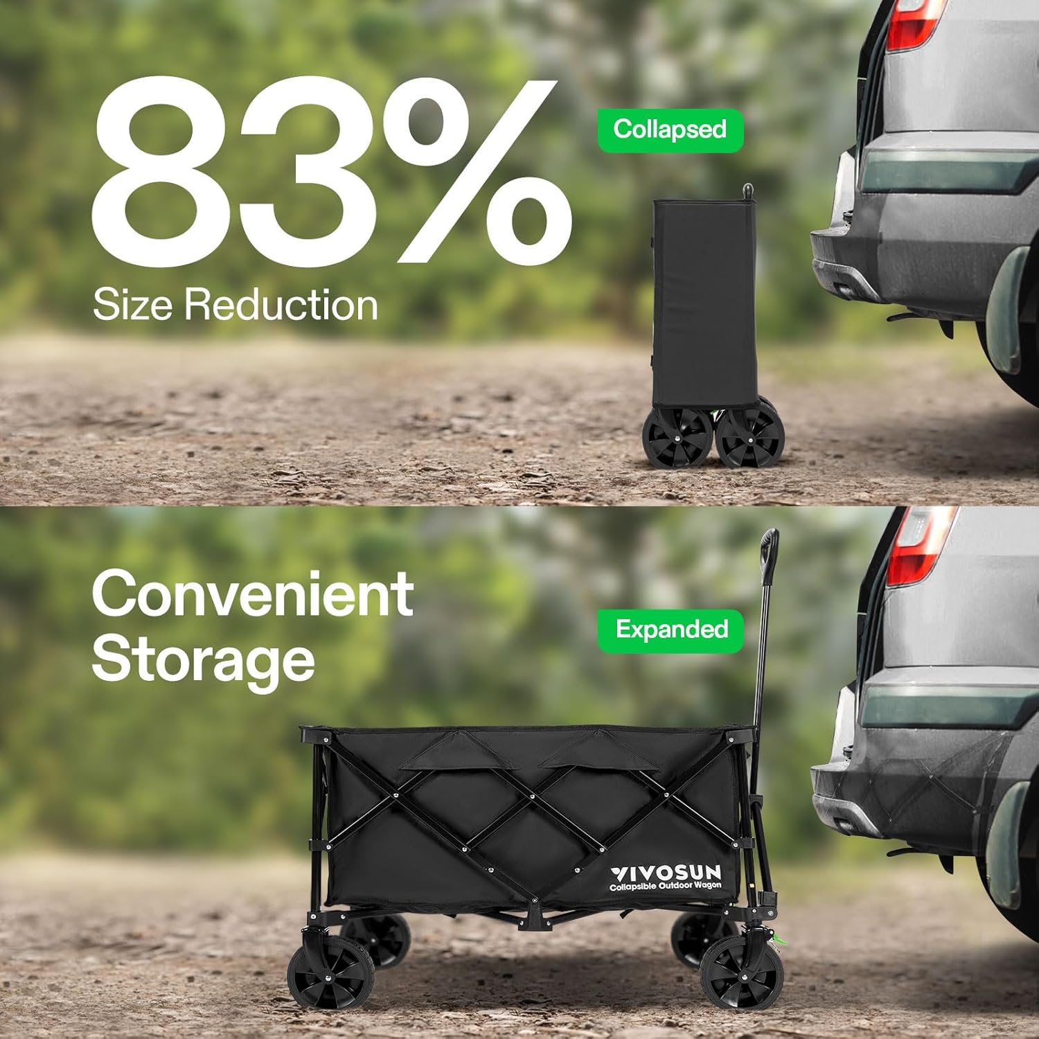 AUCT 14563 - $55 VIVOSUN Collapsible Folding Wagon, 350 lb Load-Bearing O - Image 4