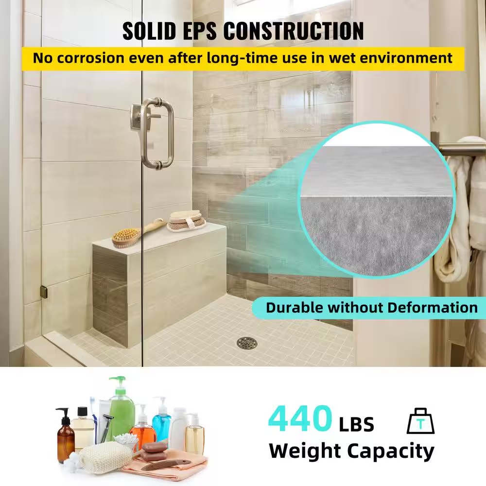 AUCT 17363 - $205 Tile Shower Seat 38.2 In. x 11.4 In. x 20 In. Factory Waterproof and 100% Leak-Proof - Image 3