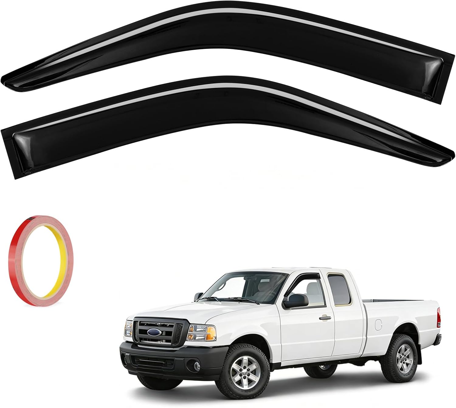 AUCT 15010 - 2Pcs Window Vent Visors, Outside-Mount Window Deflectors, Ra