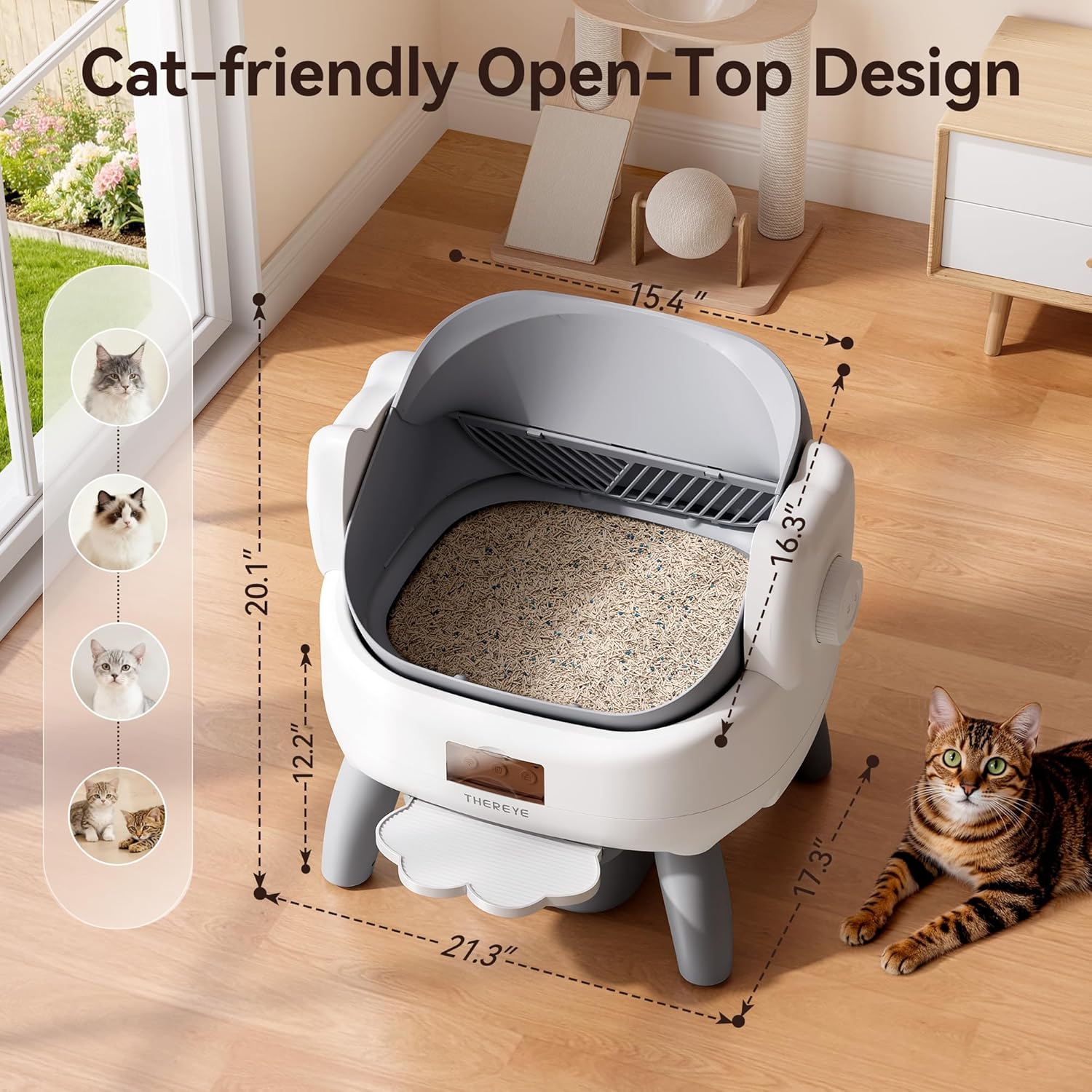 AUCT 17253 - $160 Thereye Automatic Litter Box with Entry Step, Open-Top Self Cleaning Litter Box, 11 S - Image 2