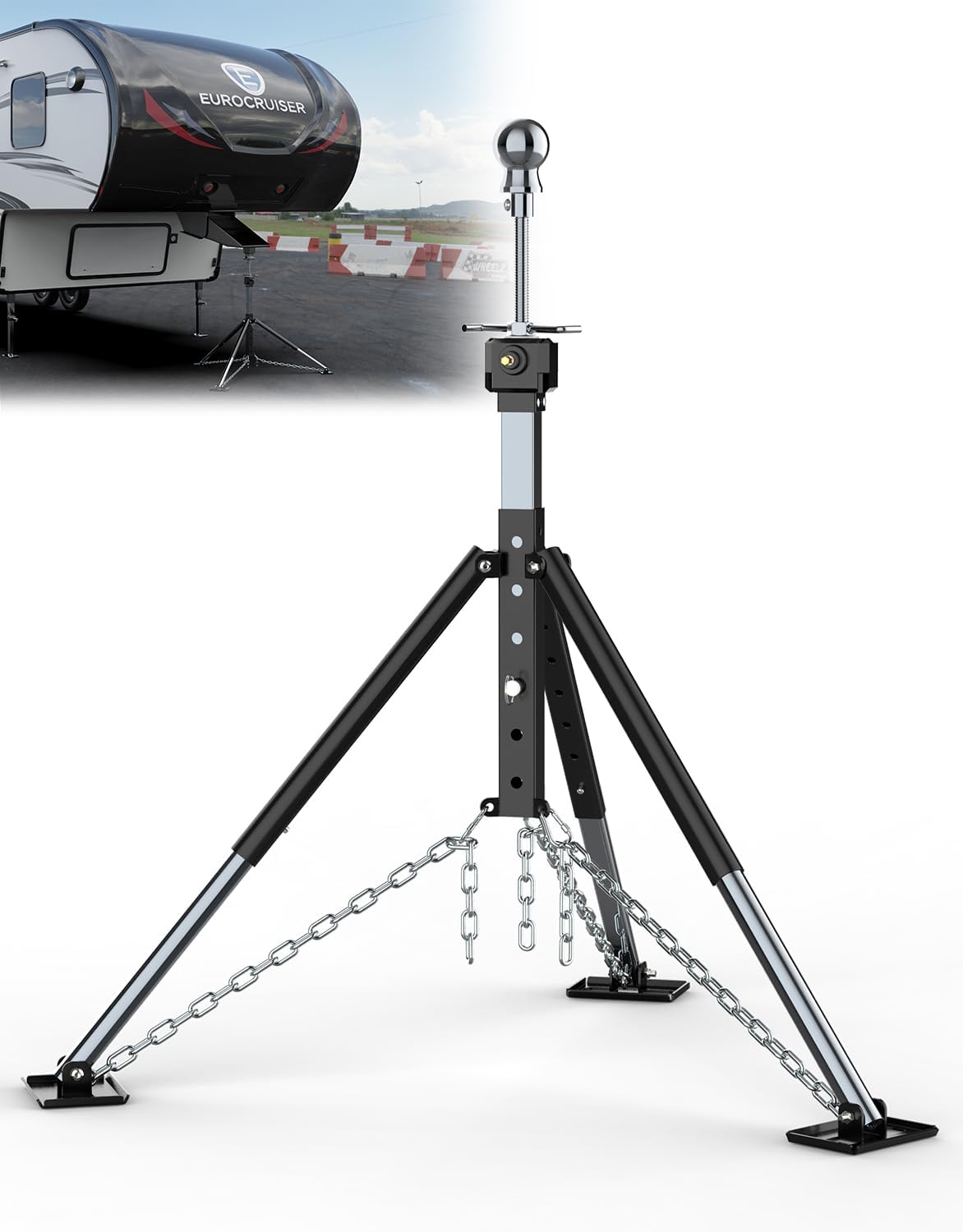 AUCT 16638 - $90 RV 5th Wheel Tripod Stabilizer with 2-5/16"Ball,Extended Allow Drill Adjust | 21"-55"