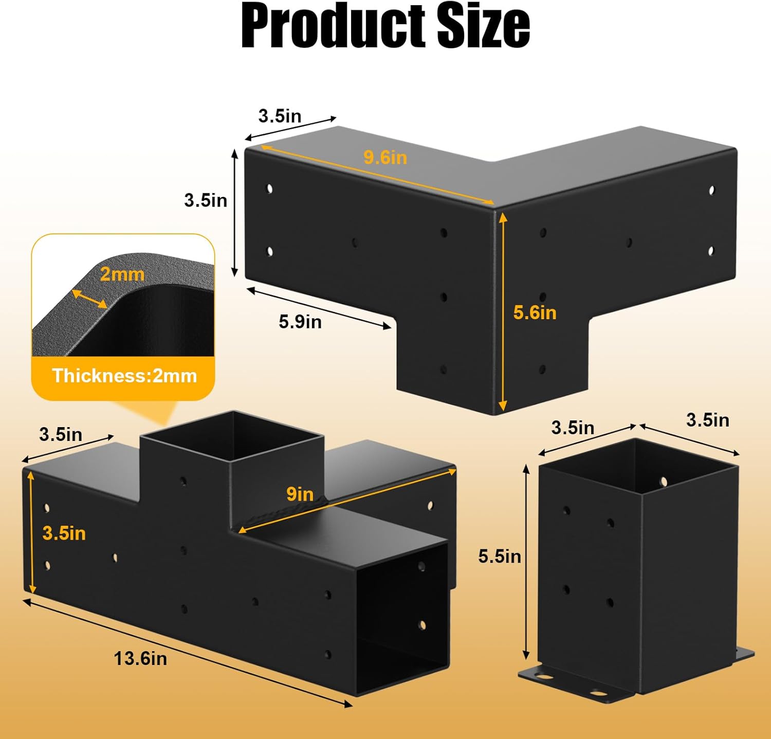 AUCT 15434 - $150 Pergola Kit, Pergola Bracket kit for 4"x 4" (Inner 3.5" X 3.5") Lumber, DIY Pergolas - Image 2