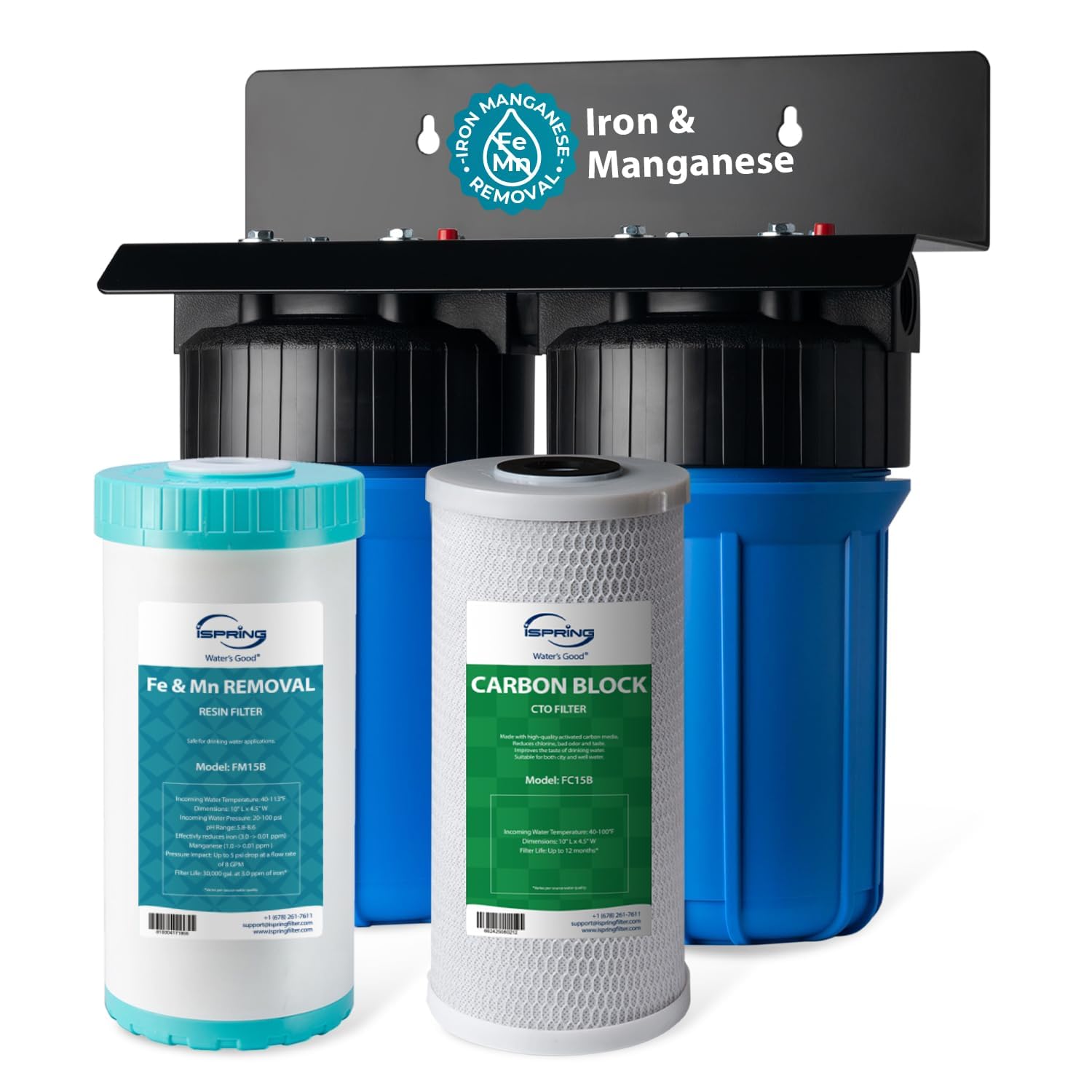 AUCT 16772 - $148 iSpring WGB21BM 2-Stage Whole House Water Filtration System, 10" x 4.5" Carbon Block