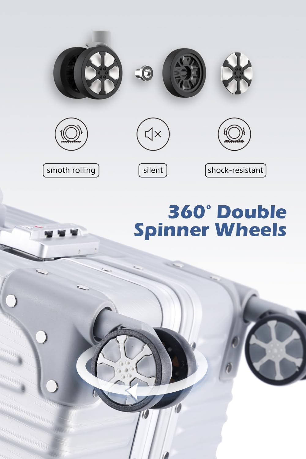 AUCT 17319 - $130 HotWay Checked In Luggage with Spinner Wheels, PC Hard Shell Zipperless Suitcase with - Image 3
