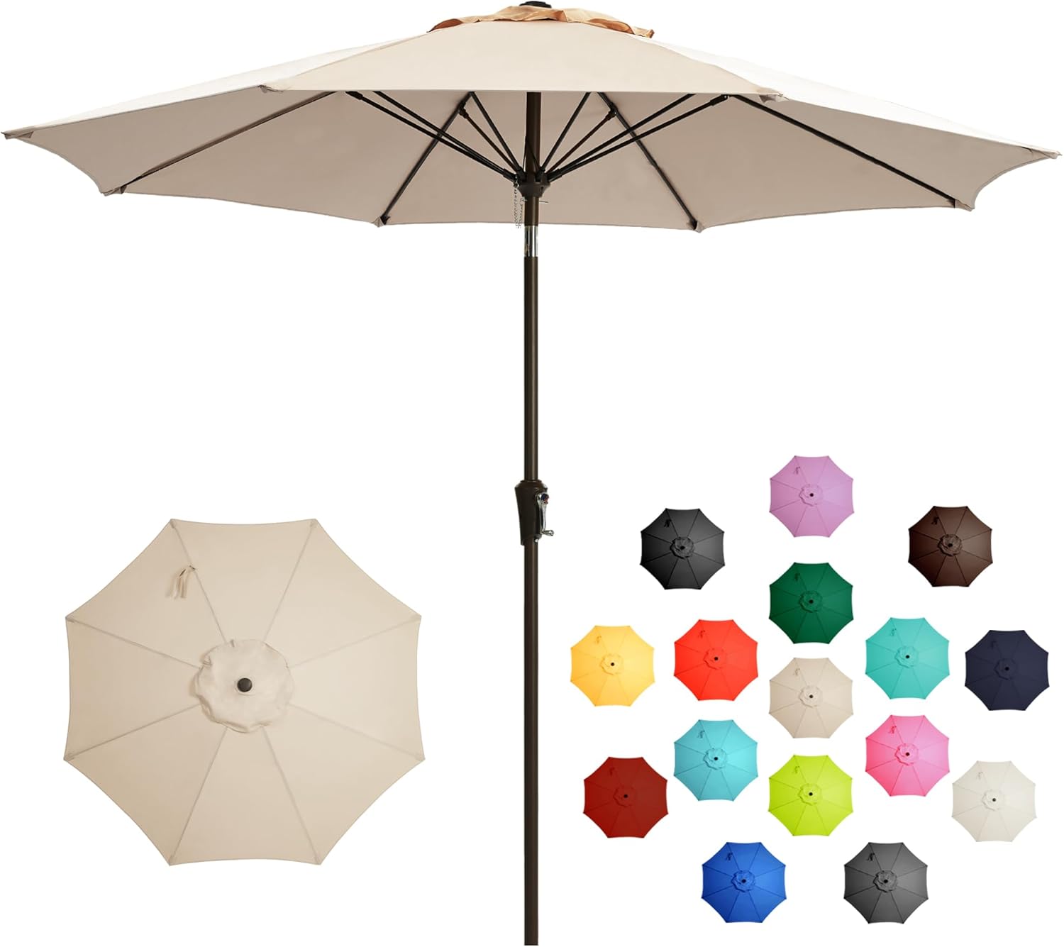 AUCT 16670 - $80 LOUNZY 9FT Large Outdoor Patio Umbrella Table Umbrella-UV Resistant,Easy Push Button T