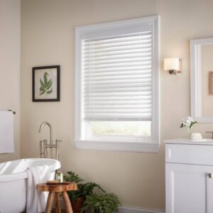 AUCT 14754 - $100 White Cordless Faux Wood Blinds for Windows with 2 in.