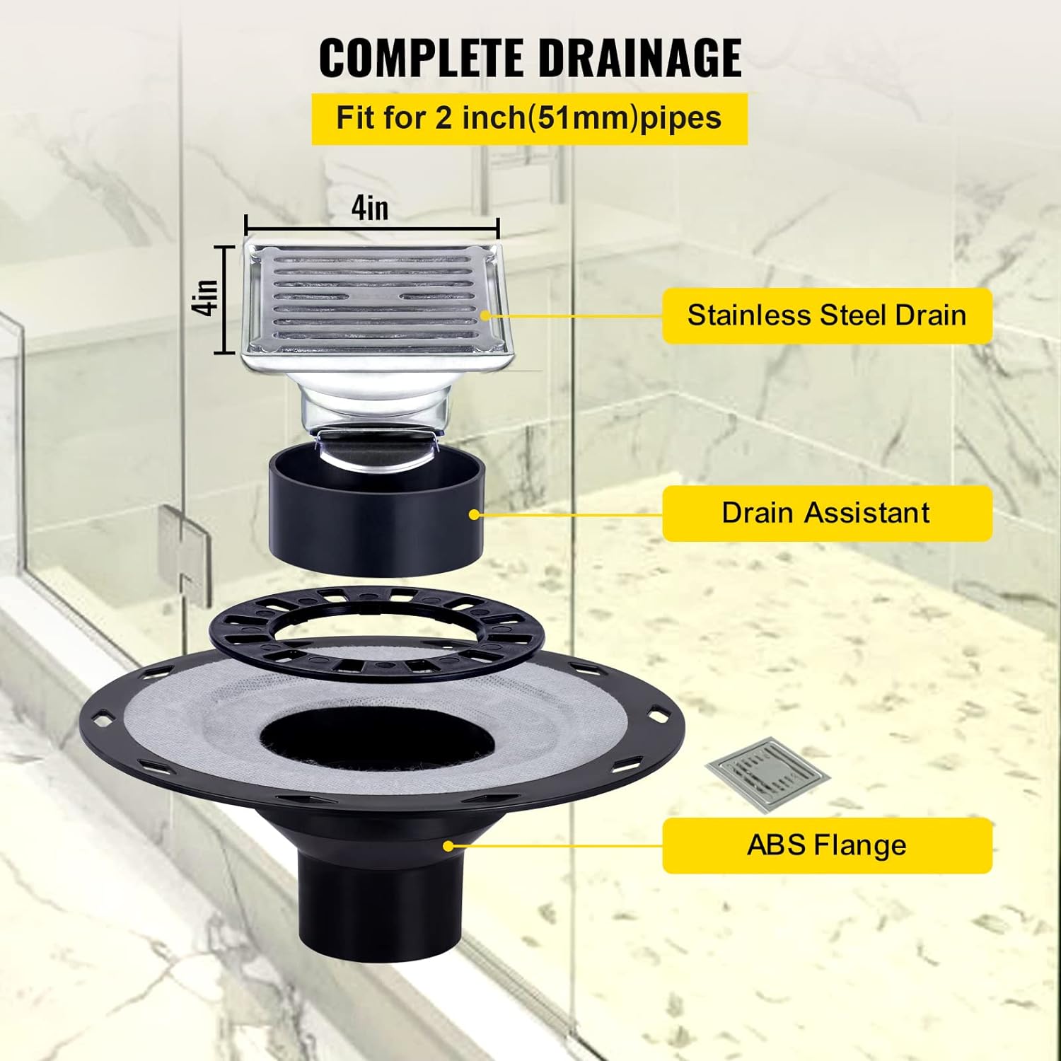 AUCT 14483 - $158 VEVOR Shower Curb Kit, 48"x48" Watertight Shower Curb O - Image 3