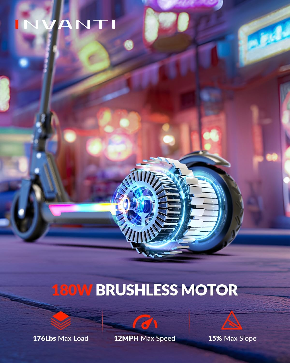 AUCT 17351 - $200 INVANTI KS03 Electric Scooter for Kids Ages 8+, 350W Peak Motor, Max 12mph & 10Miles, - Image 2