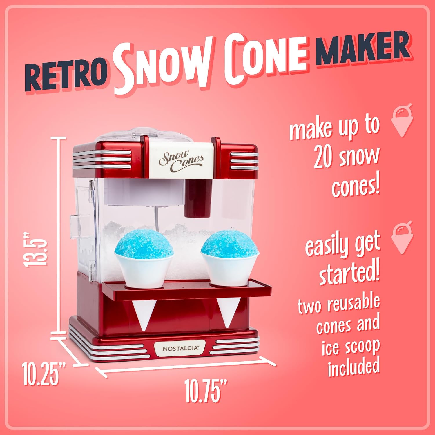 AUCT 17343 - Nostalgia Snow Cone Shaved Ice Machine - Retro Table-Top Slushie Machine Makes 20 Icy Trea - Image 2