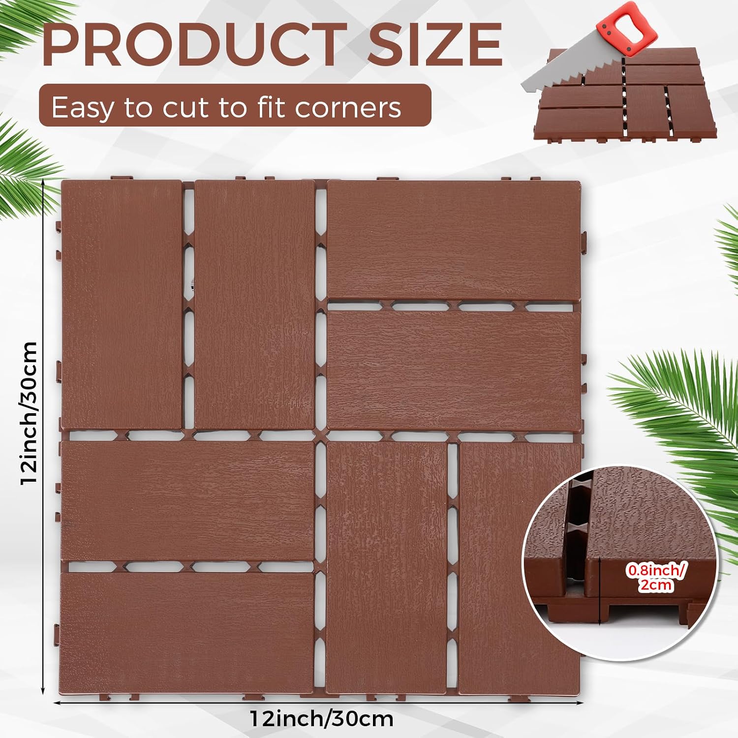 AUCT 16217 - $110 BreezeHug 44 Pack Interlocking Deck Tiles 12"x12"x0.8" Plastic Waterproof Floor Tiles - Image 2