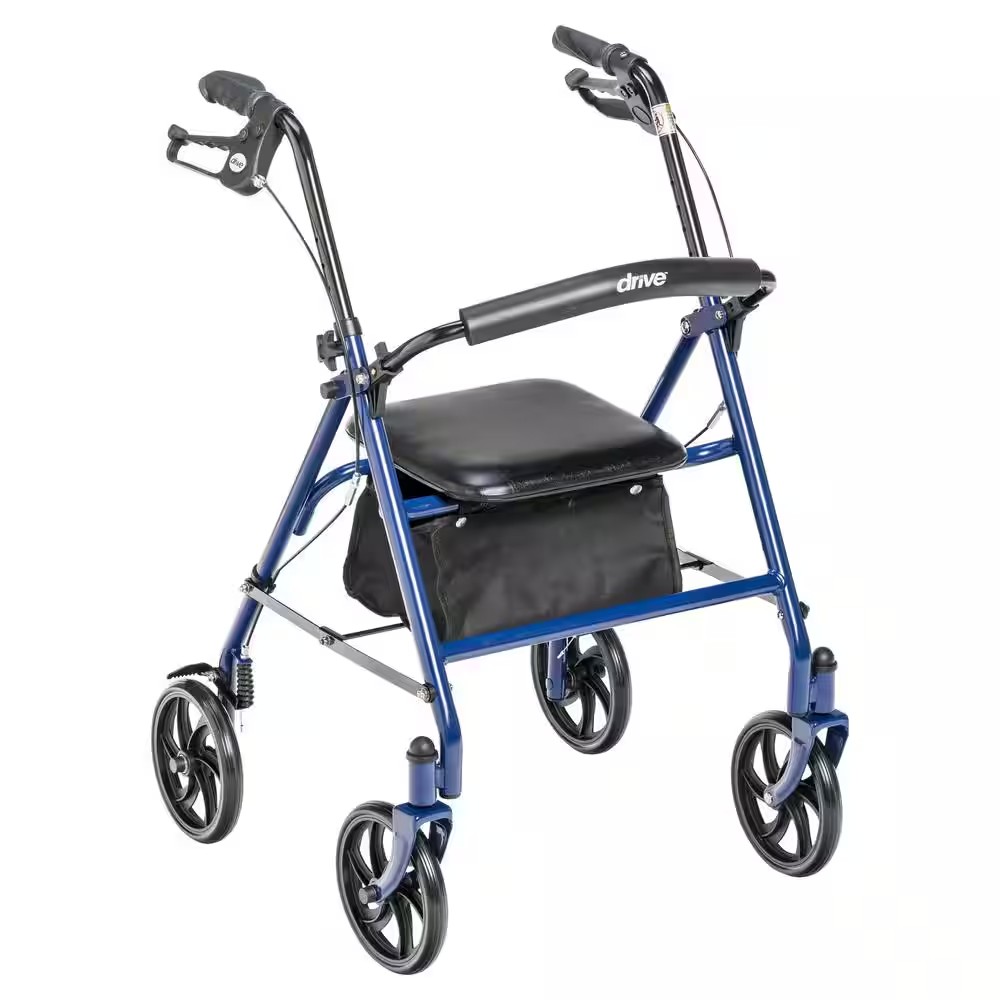 AUCT 17225 - $67 Four Wheel Rollator Rolling Walker with Fold Up Removable Back Support, Blue