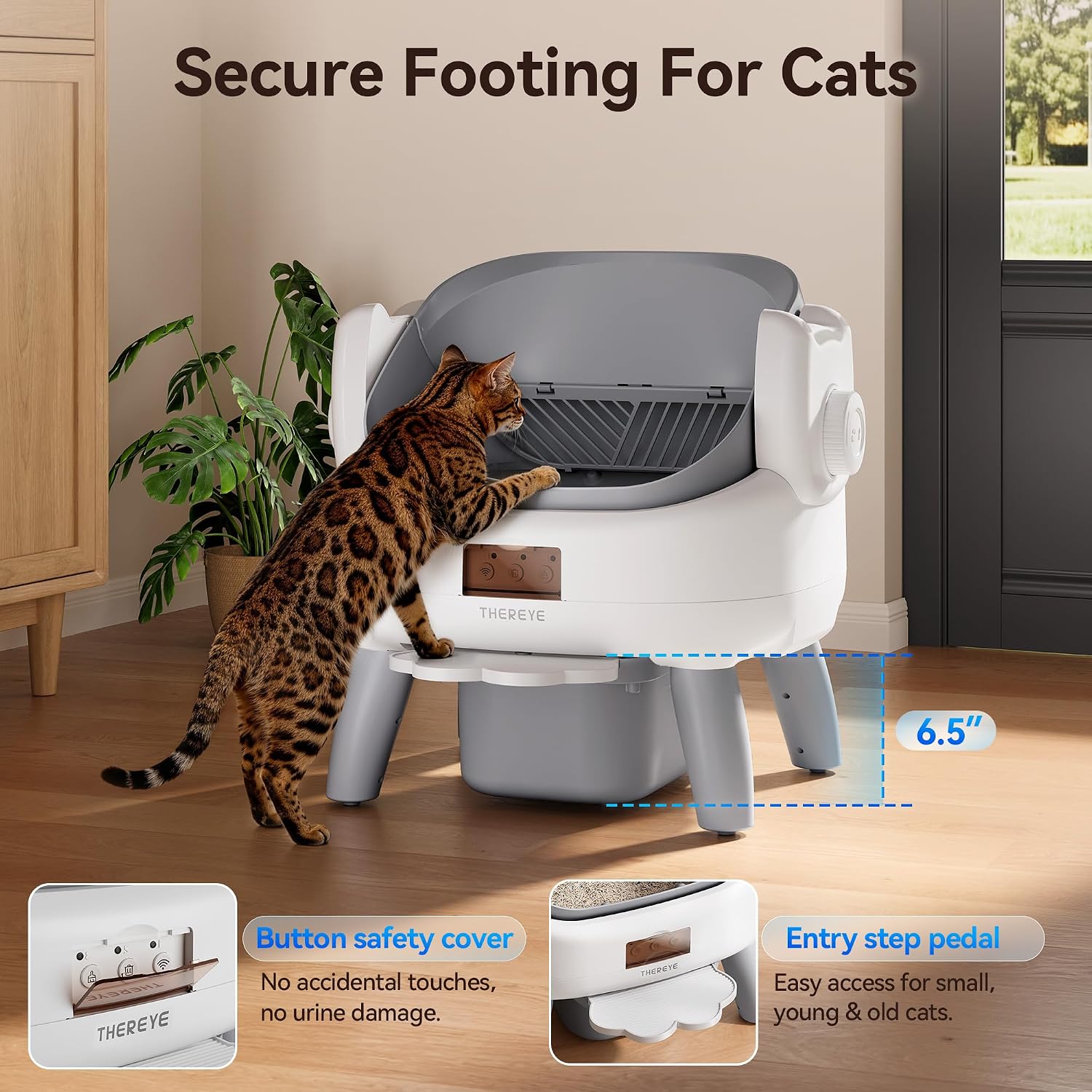 AUCT 17253 - $160 Thereye Automatic Litter Box with Entry Step, Open-Top Self Cleaning Litter Box, 11 S - Image 3